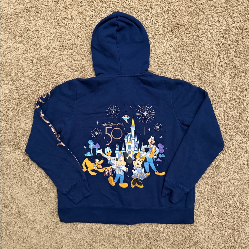 Disney World 50th Anniversary Hoodie Jacket XL Mickey & Friends Castle Zip